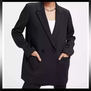 Good American. Women's Black Double Breasted Oversized Blazer